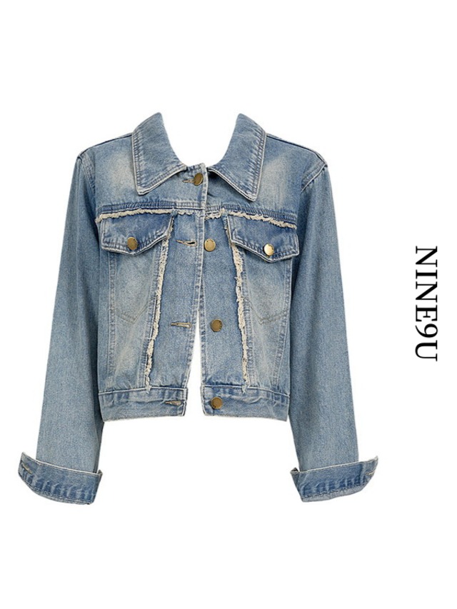 denim washed tassel jacket 2color【NINE7535】