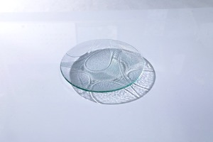 昭和型板ガラス「わかば」　皿　円形　小（Φ120mm）