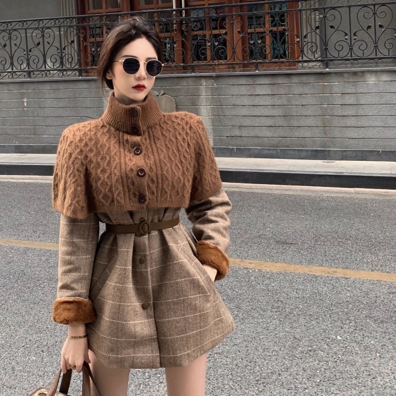 セーター ベルベット格子柄ジャケット ドラファッションホール69692389101