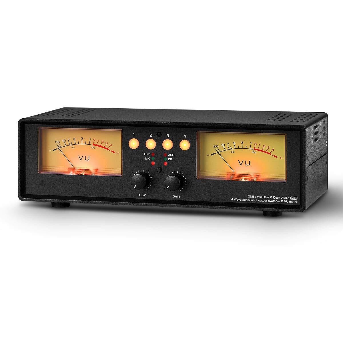 【新着特価】VU2 デジタルアナログデュアルVUメーター オーディオスプリッタースイッチャーボックス 4チャンネル対応 ゲイン調整