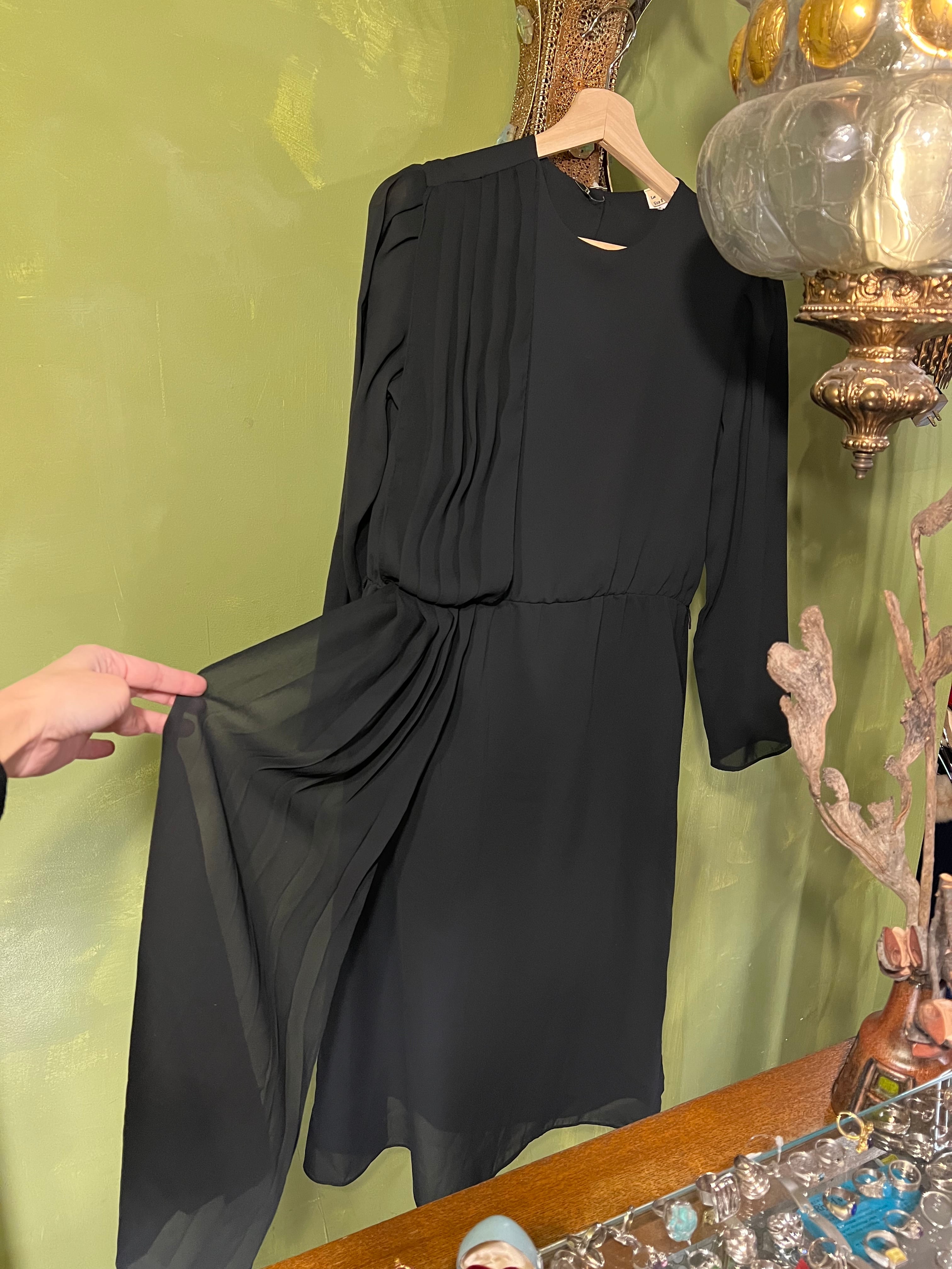 80s black see-through simple dress ( ヴィンテージ ブラック シースルー シンプル ワンピース )