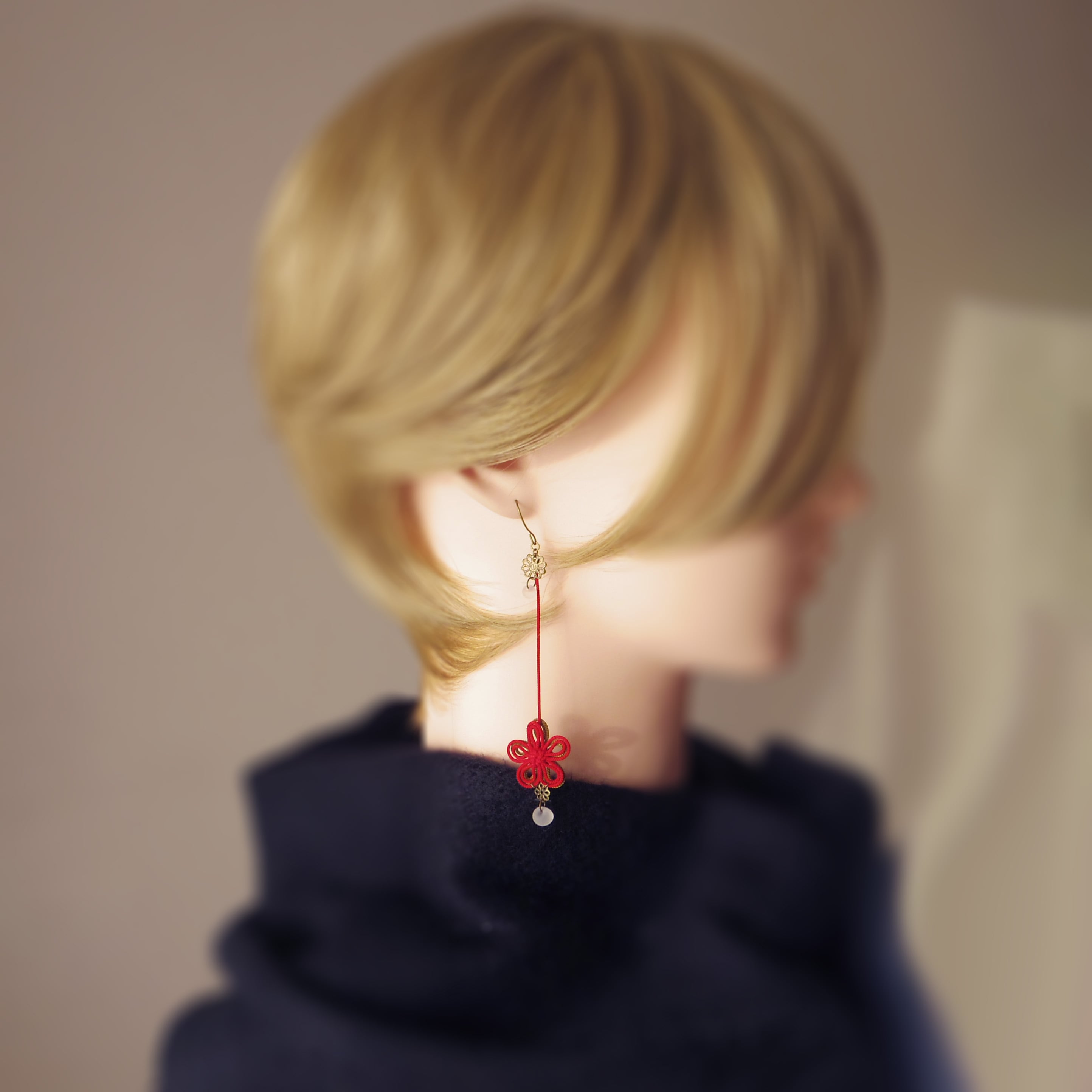 【新作】ピアス「賑ふくら」(赤×カーキ)