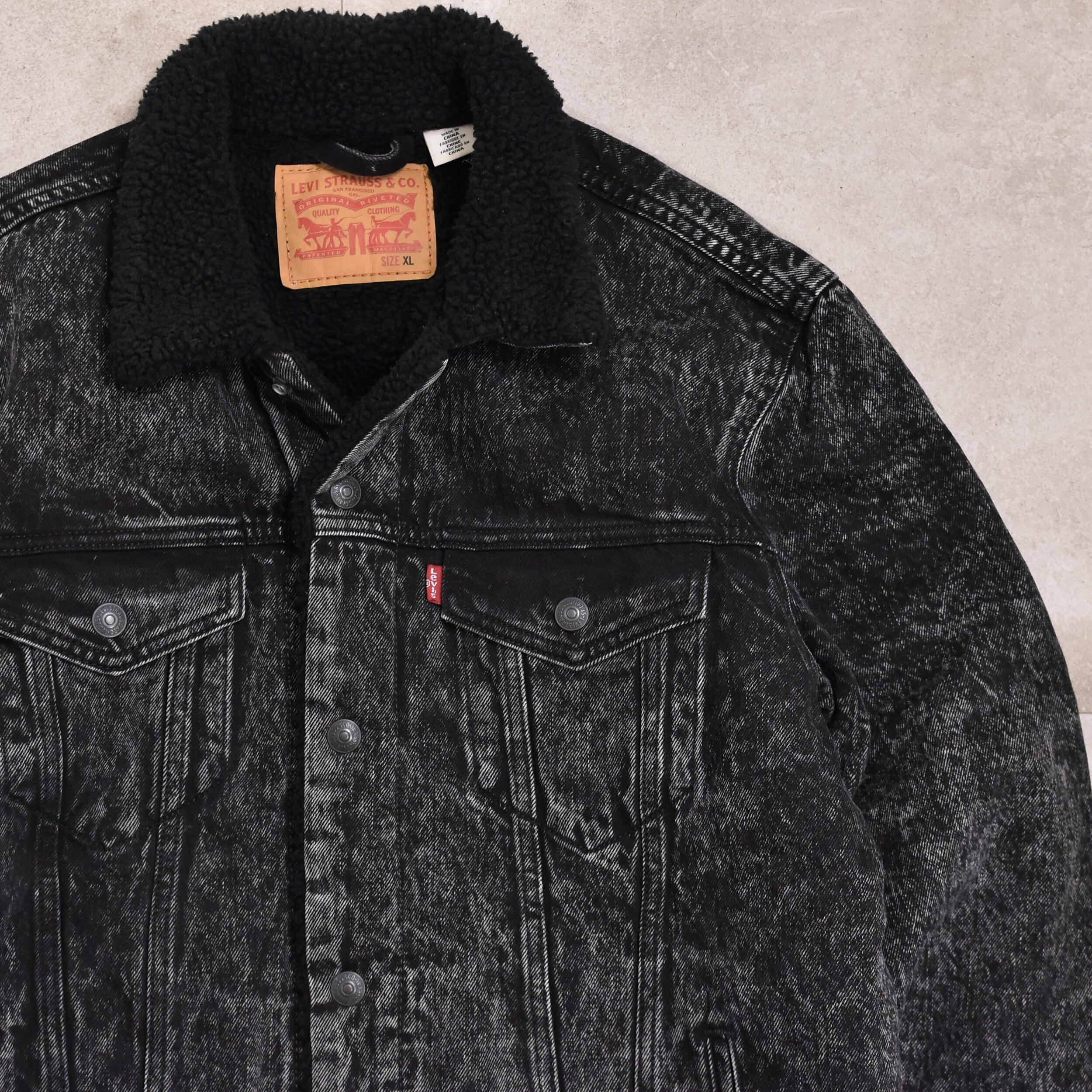 00s Levi's black denim boa jkt | 古着屋 grin days memory 【公式