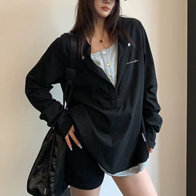 double-neck layered long tee　ダブルネックレイヤードロングティー　J2143