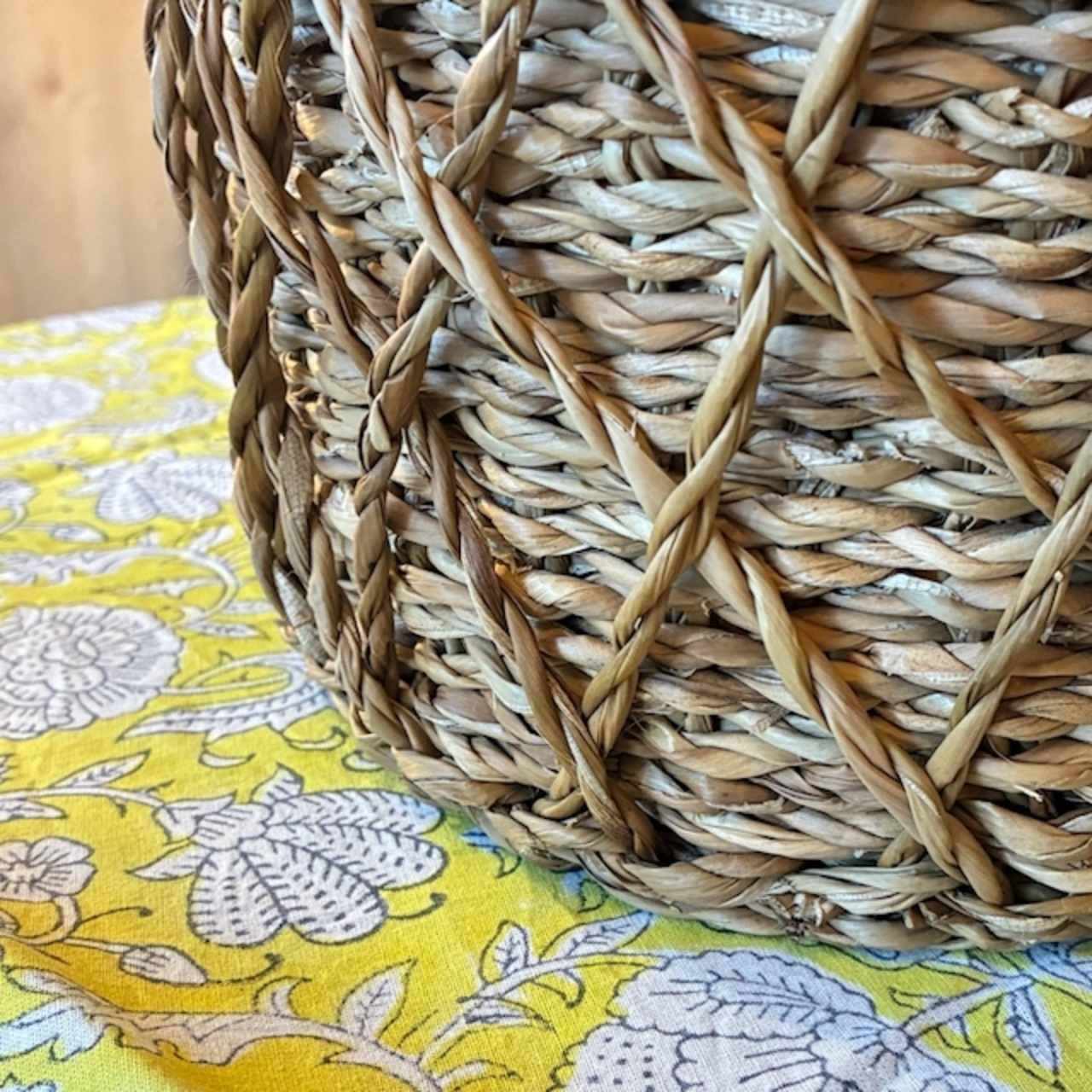 Bangladesh  Sea glass&Jute basket Storage 　バングラディッシュ　シーグラス＆ジュートバスケット　ラティス　M　収納　カゴ　小物入れ