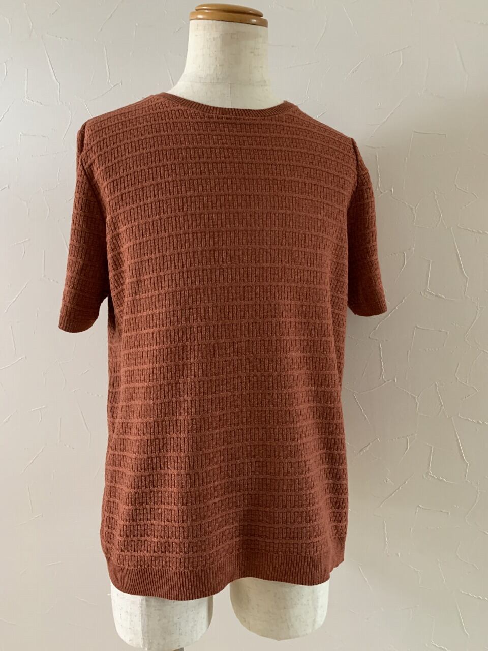 Woven Pattern Short Sleeve Summer Sweater