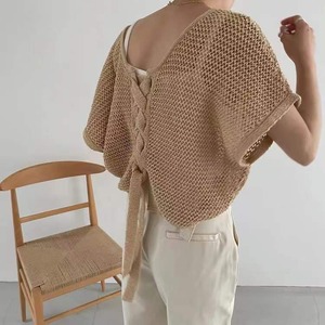 バックリボン　ニットトップス　AJ11079-3040