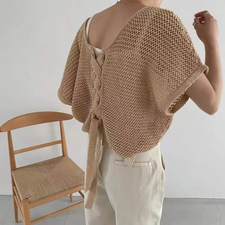 バックリボン　ニットトップス　AJ11079-3040