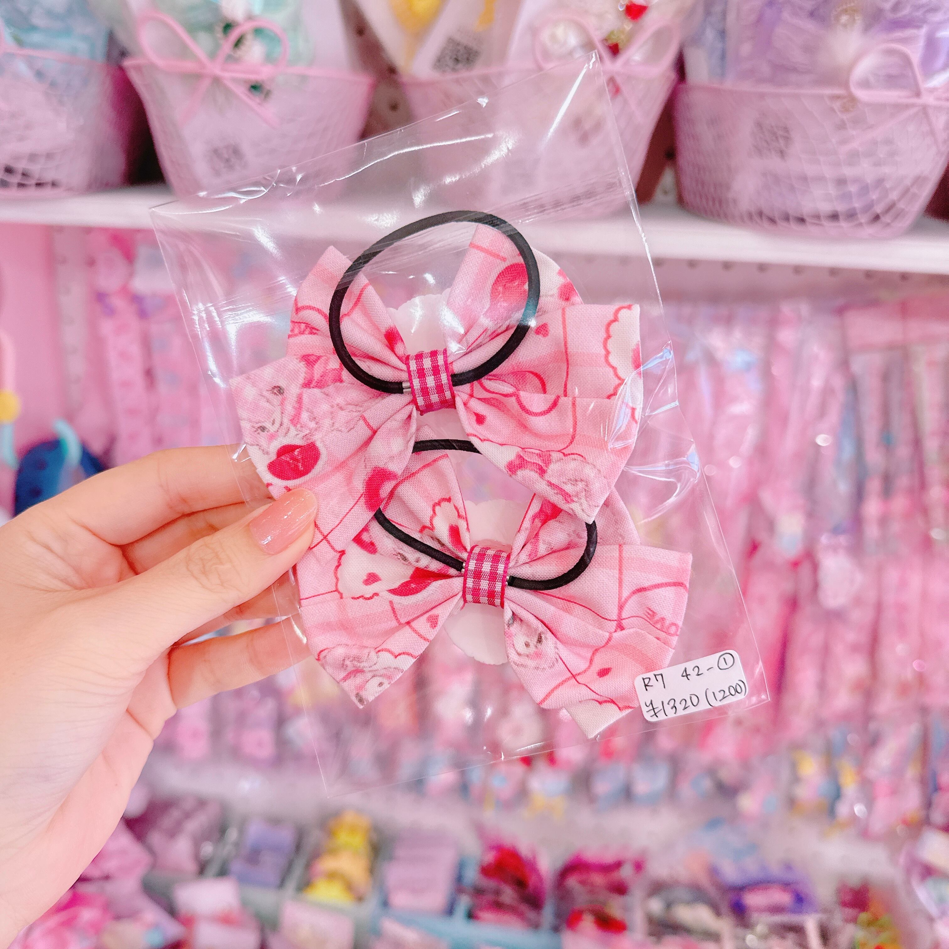 【R7】42-1布リボンツインヘアゴム