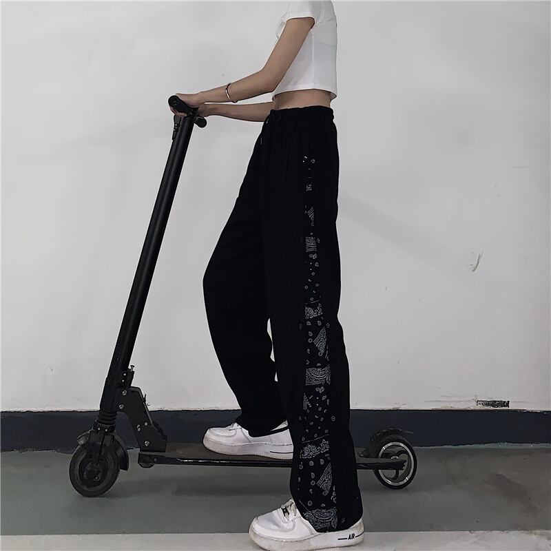 スプリングスリムカジュアルFlowerデザイン パンツ スタンダード レトロ 春物 フラワーデザイン ステッチ ケッペル13055810635