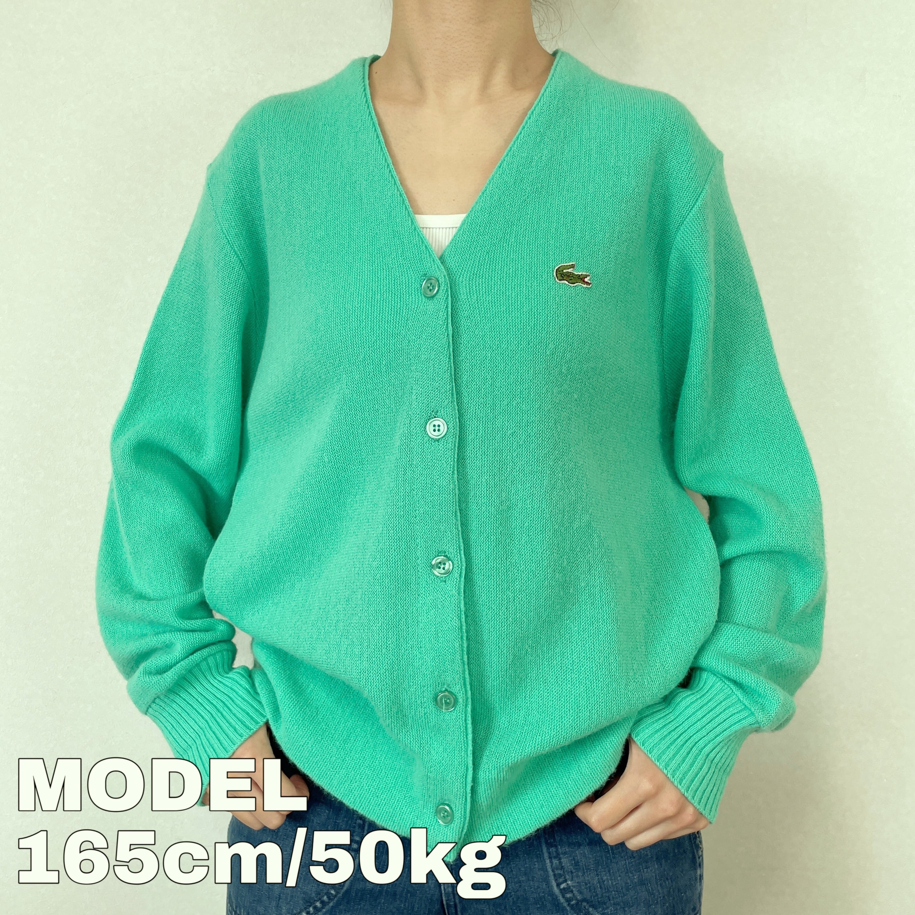 IZOD LACOSTE 90s カーディガンニット L グリーン あいみょん