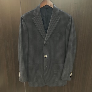 Bagnoli Sartoria Napoli WOOL/PU CHECK JACKET《46》