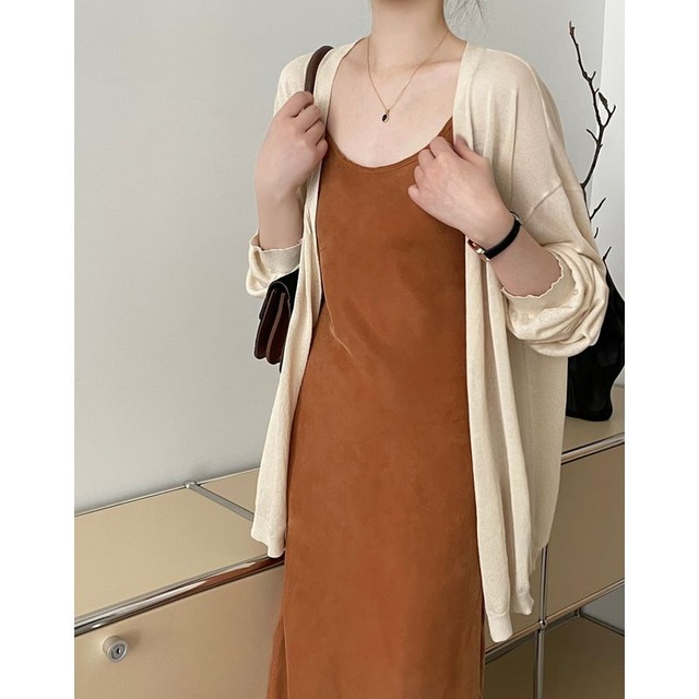 ミドル丈シアーショールカーディガン　201378