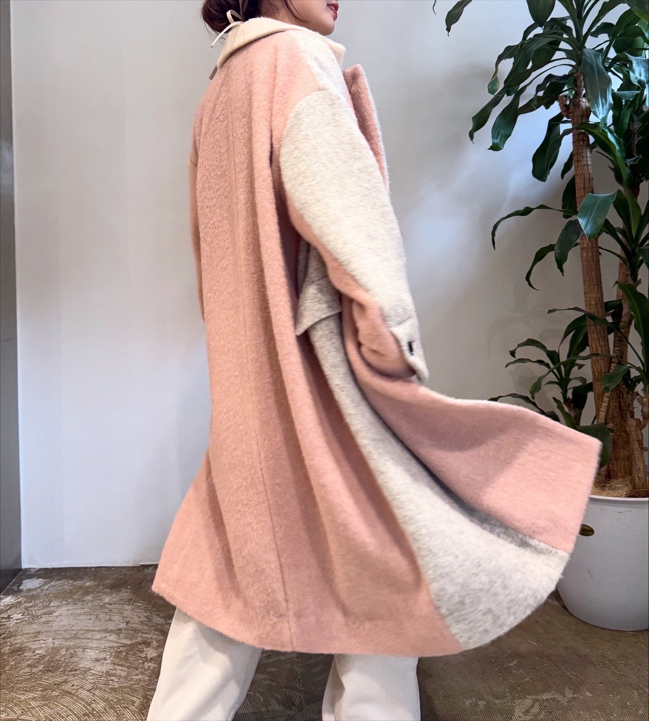 エイミーロウ  Eimee Law Ｗシャギー配色ロングコート