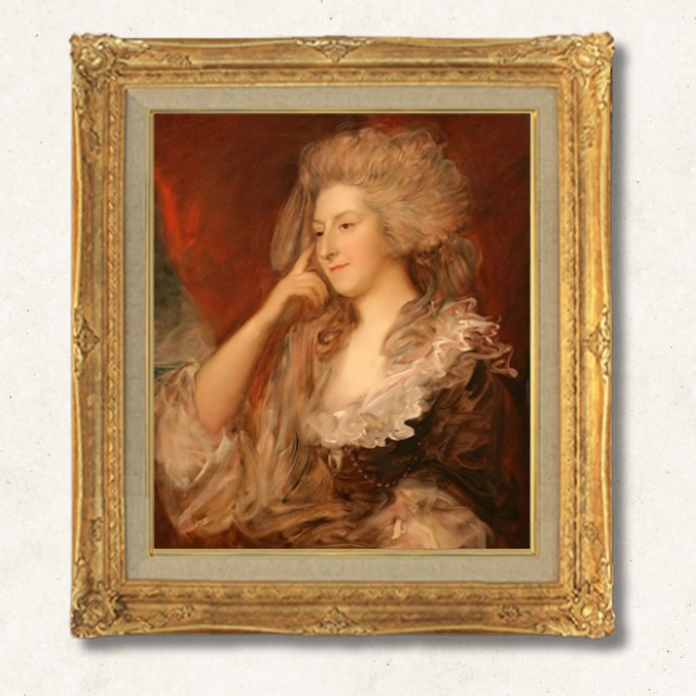 直筆仕上げ油絵　【トマス・ゲインズバラ】フィッツハーバート夫人   F10　絵画 アート インテリア  人物画