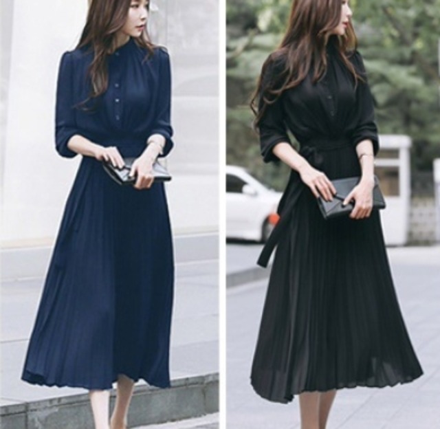 【送料無料】 ワンピース ワンピドレス プルオーバー ハイネック 長袖 レギュラースリーブ ウエスト絞り ハイウエスト スタイルアップ プリーツスカート ミディアム丈 フレア Aライン ポリエステル ベーシック きれいめ カジュアル エレガント 大人可愛い おしゃれ 存在感 フェミニン ガーリー 韓国風 オルチャン 人気トレンド 新作 春 夏 20代 30代 40代 お出かけ 通勤 通学 OL オフィス イベント 旅行 リゾート ママ デート デイリー 普段着 インスタ映え 70404