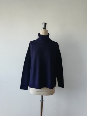 【Shiratakaknitichi】軽くてふんわり暖か♡ウール混タートルネックプルオーバー   ネイビー