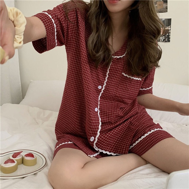 サマーレース格子柄ショーツ レディーススタイル 大人ガーリー スウィート キュート カジュアル 夏物 ブルマー 萌量不足342846448