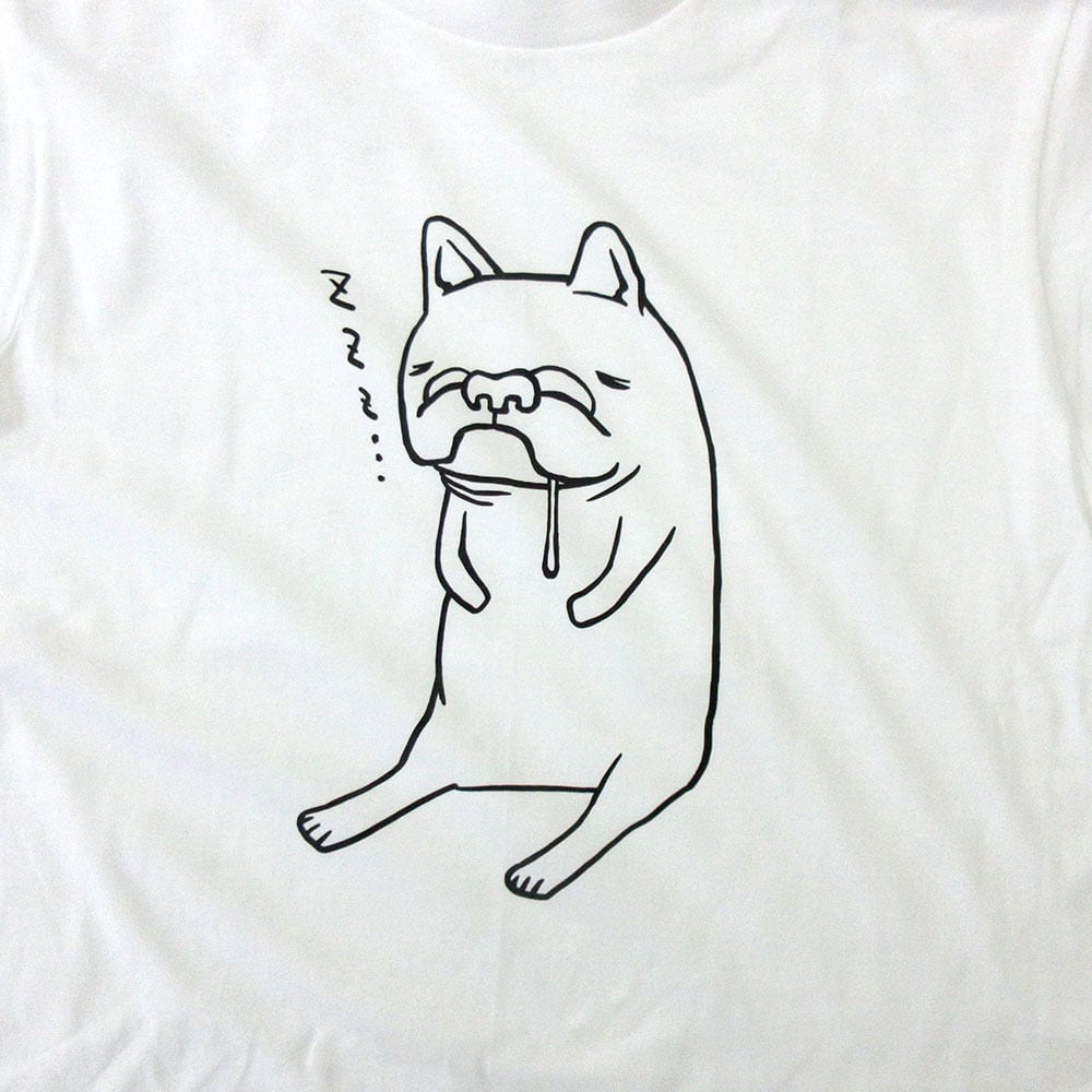 フレブル おすわり居眠り Tシャツ dog29 イラスト 犬 フレンチブルドッグ