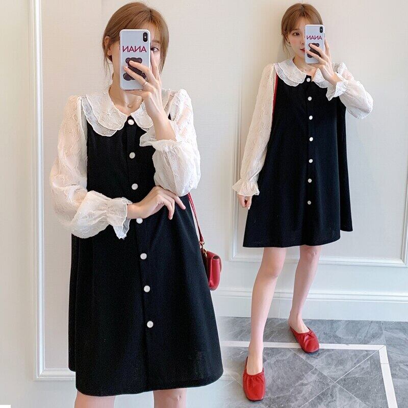 【新作】【送料無料】 0813＃2021春のマタニティドレス甘くゆるいパッチワーク服妊娠中の女性3XL妊娠中のドレス 大人ガーリー スウィート キュート カジュアル スプリング 春物 AL expec488420021396