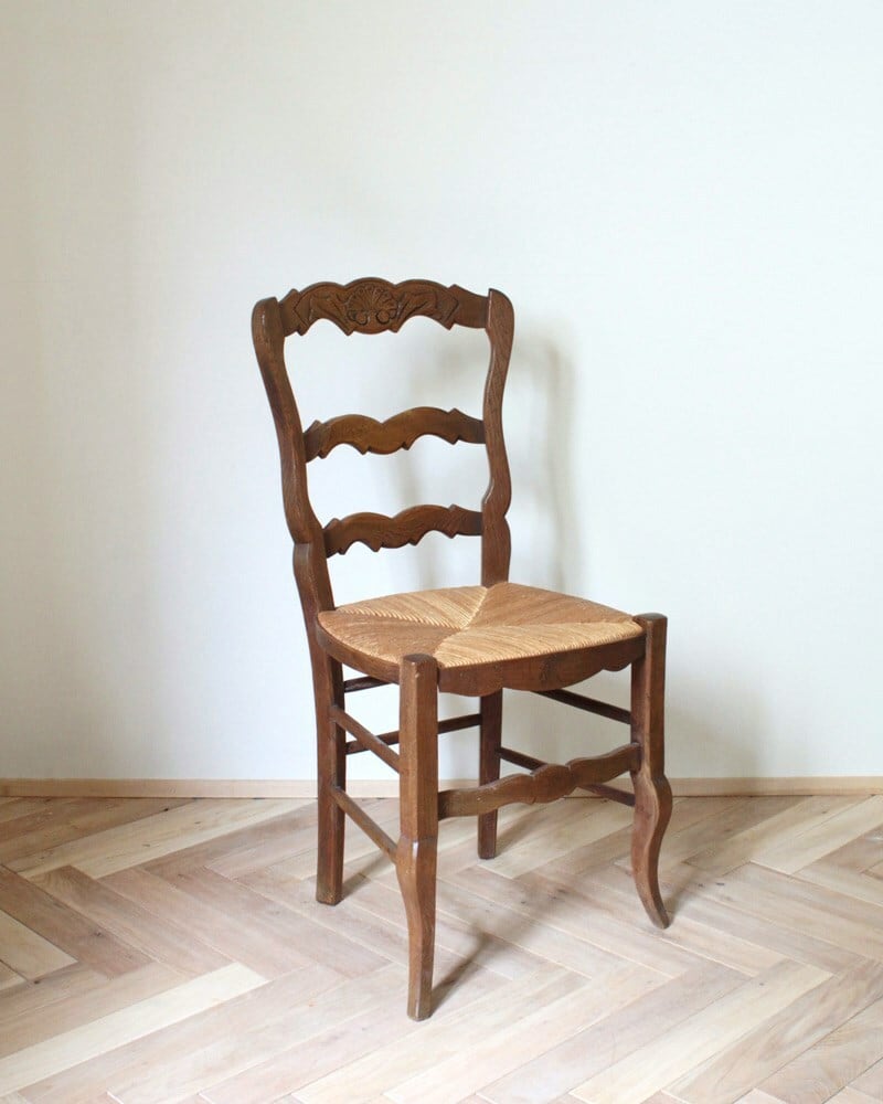 アンティーク 藁編みシート ラッシュシートチェア イス ダイニング