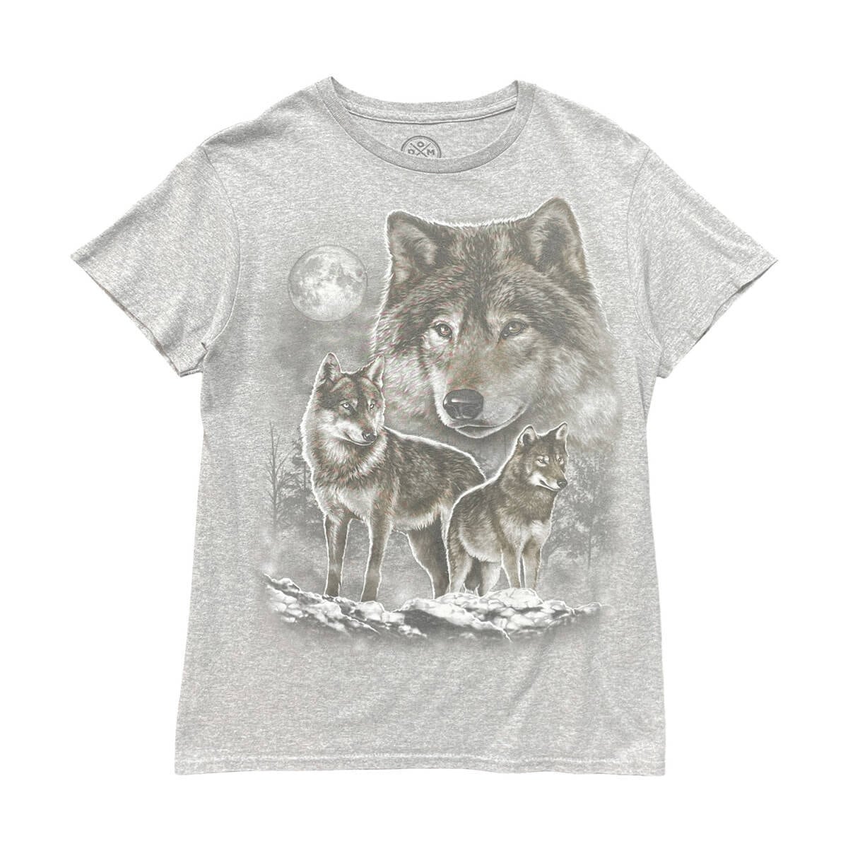 USA 古着 DOM ウルフ オオカミ 月 クルーネック Tシャツ アニマル
