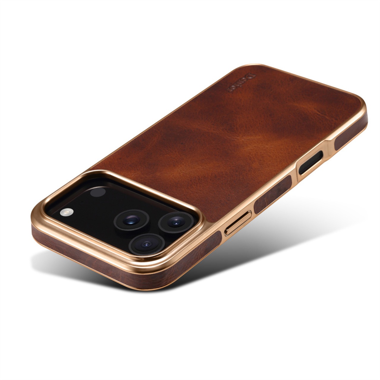 ◆iPhone 17/16/15/14/13/Pro/Pro Max/Plus/Air◆ Leather Texture Gold Frame Case / レザー テクスチャ ゴールド フレーム スマホケース