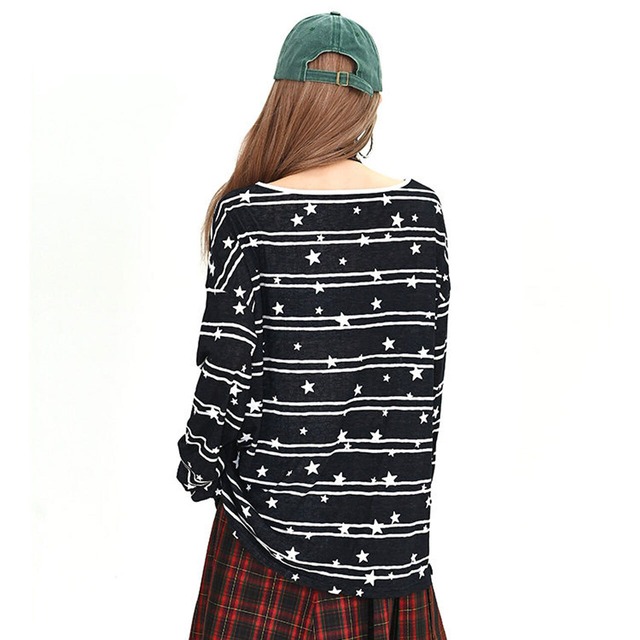 スターボーダーパターンワイドフォルムカットソー 2col   R01910