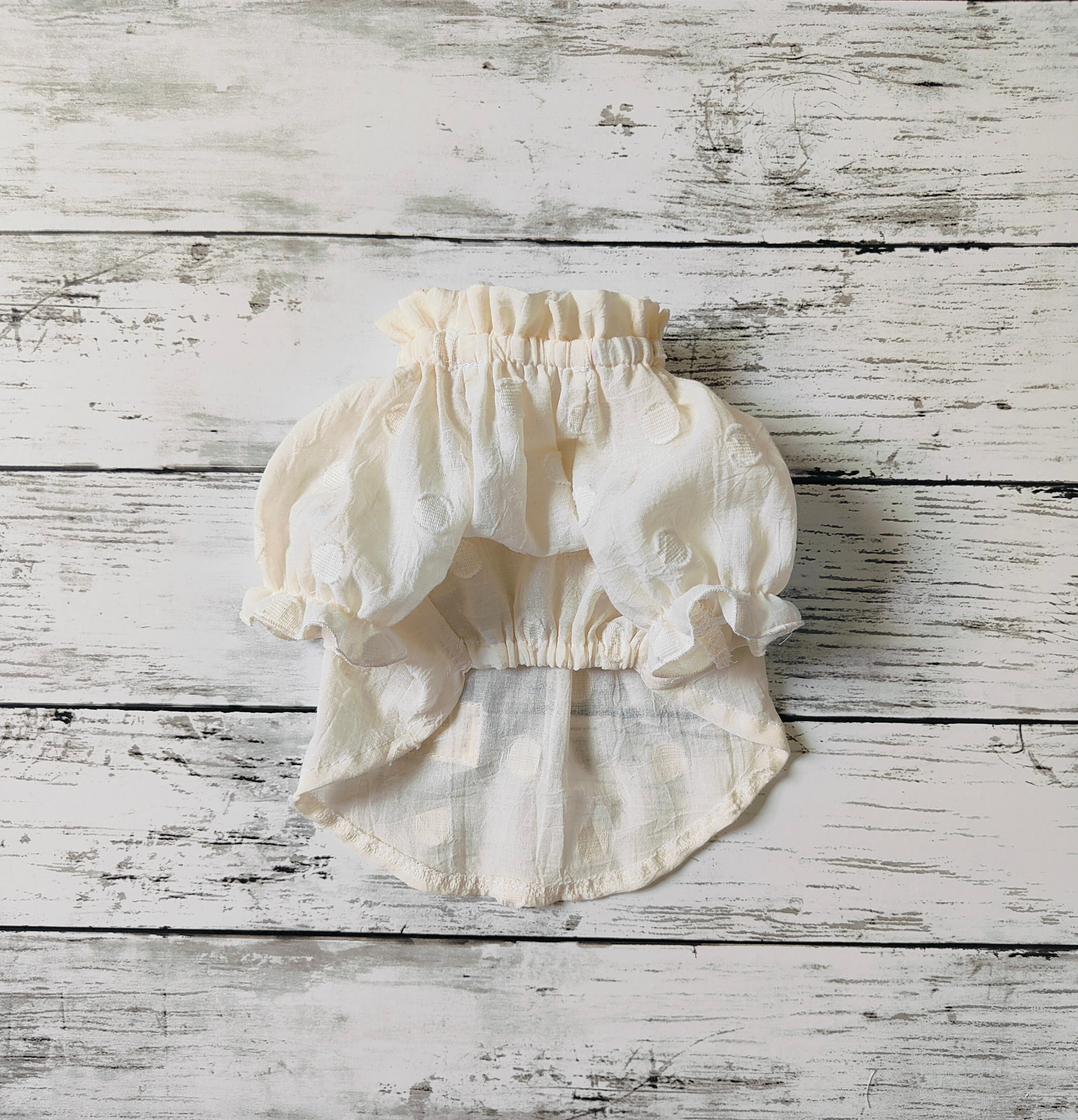 犬服 ハンドメイド パステルカラー イエロー シャーリングブラウス 再販‼️ 犬服🐶🐾 春色 (イエロー)ポコポコ サッカー生地