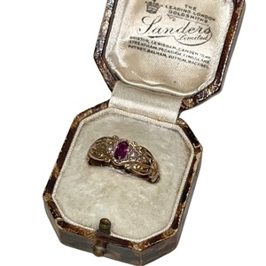 antique c1908 9ct gold ruby & seed pearl ring