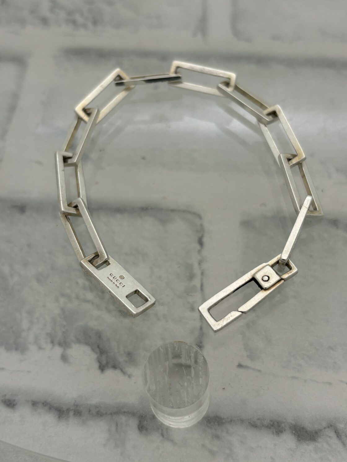希少 オールドグッチ GUCCI スクエア リンクチェーン ブレスレット 