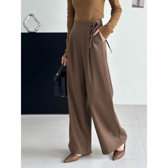 waist ribbon wide pants