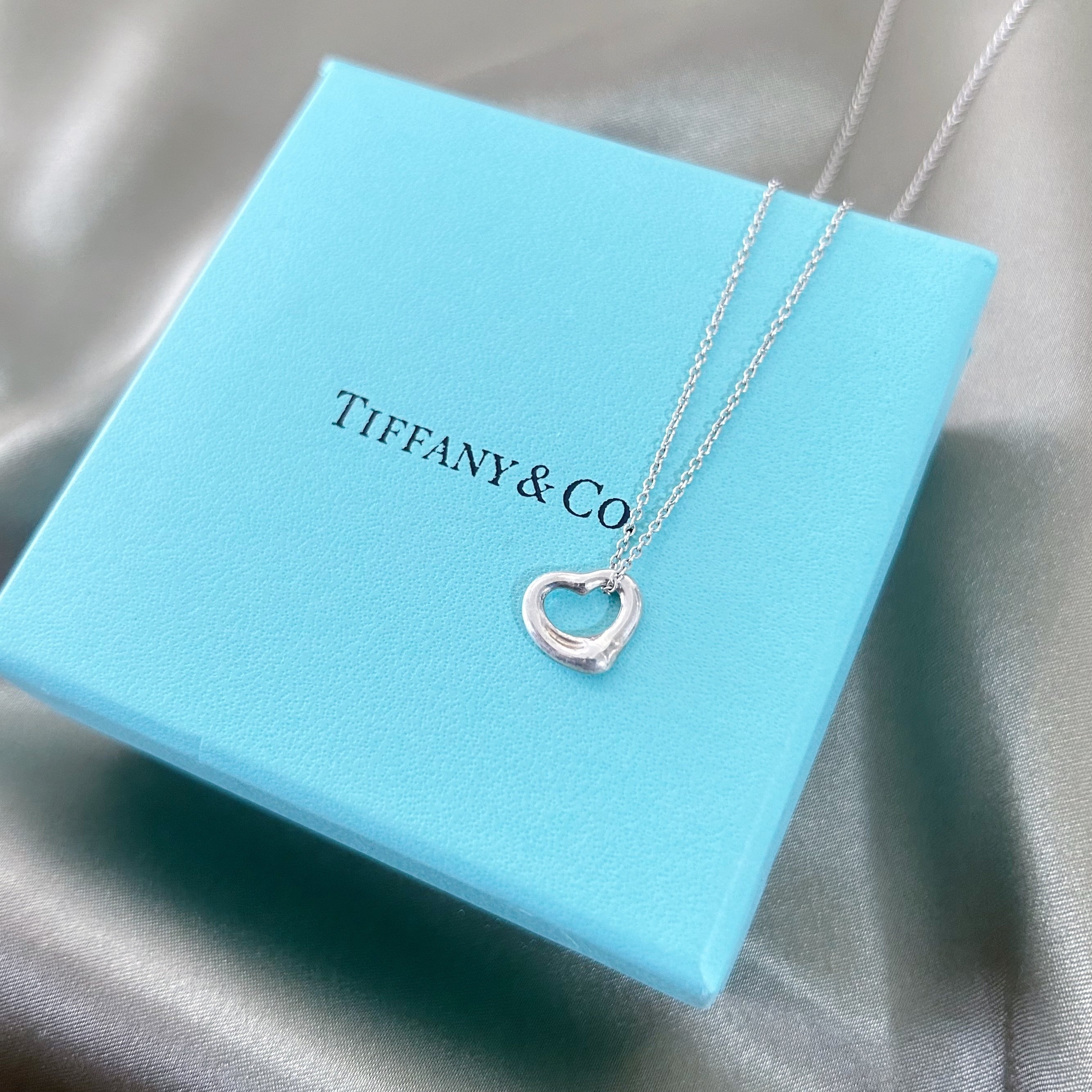 T6033】Tiffany&Co. open heart necklace mini/silver925/ティファニー