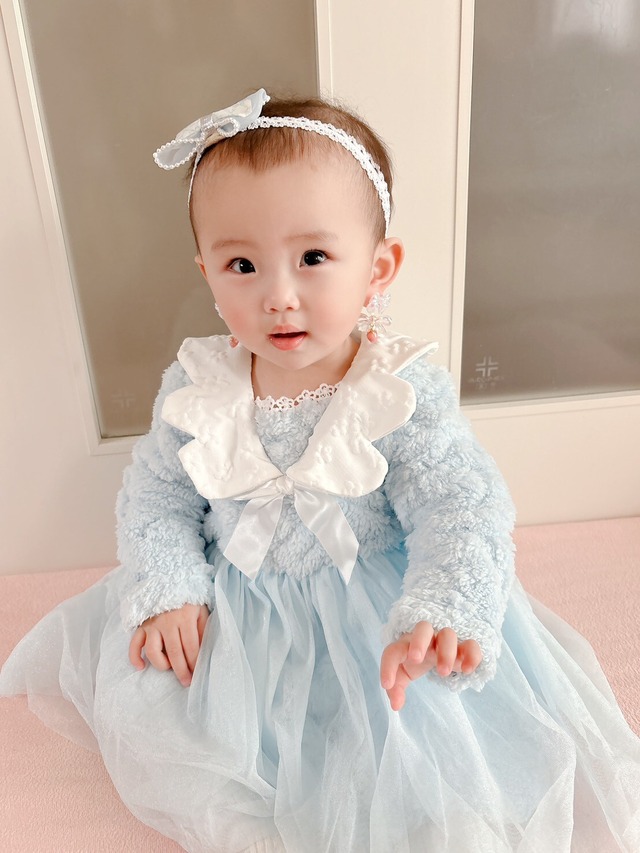 【Pico即納】size80 ふわもこブルーワンピ