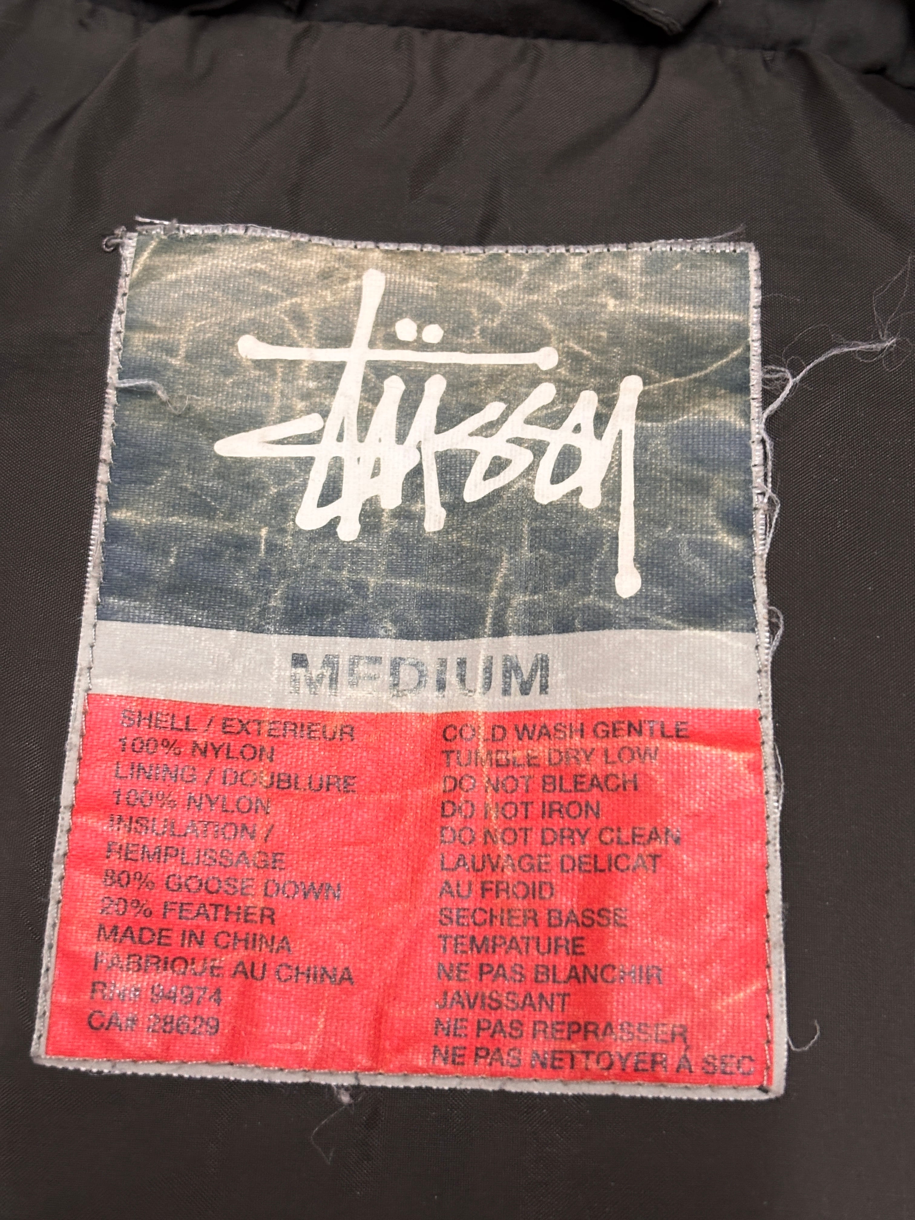 90～00s OLD STUSSY/Down Jacket/紺タグ/M/ダウンジャケット/刺繍ロゴ