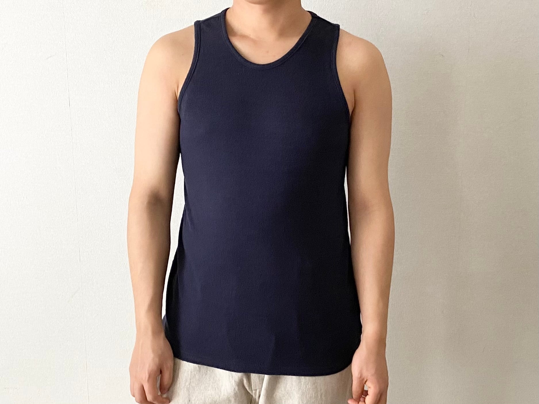 MITTAN 強撚絹紬糸タンクトップ 濃紺 T-46 ユニセックス | Herios