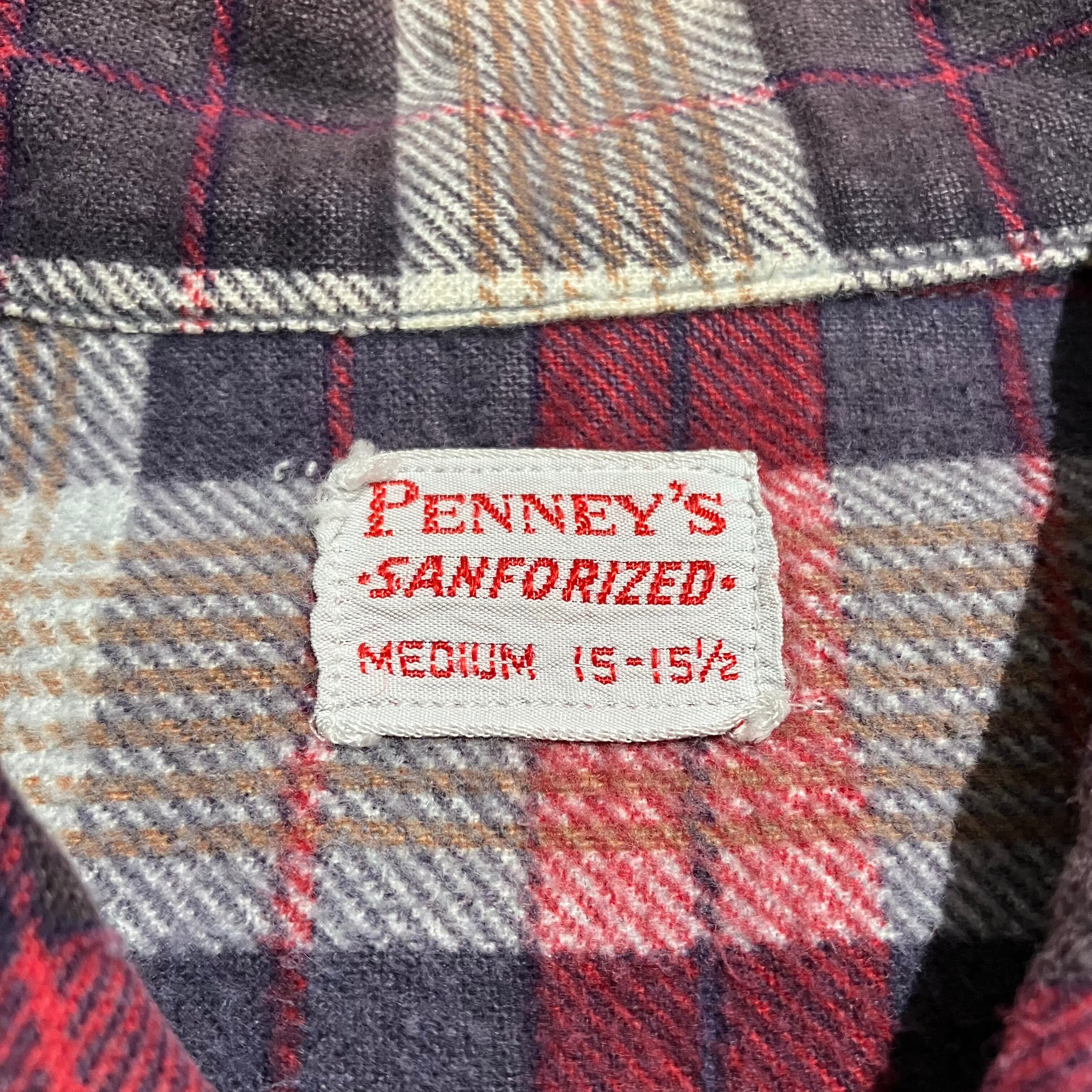 50s〜 PENNEY'S / チェック柄 プリントネルシャツ レッド系