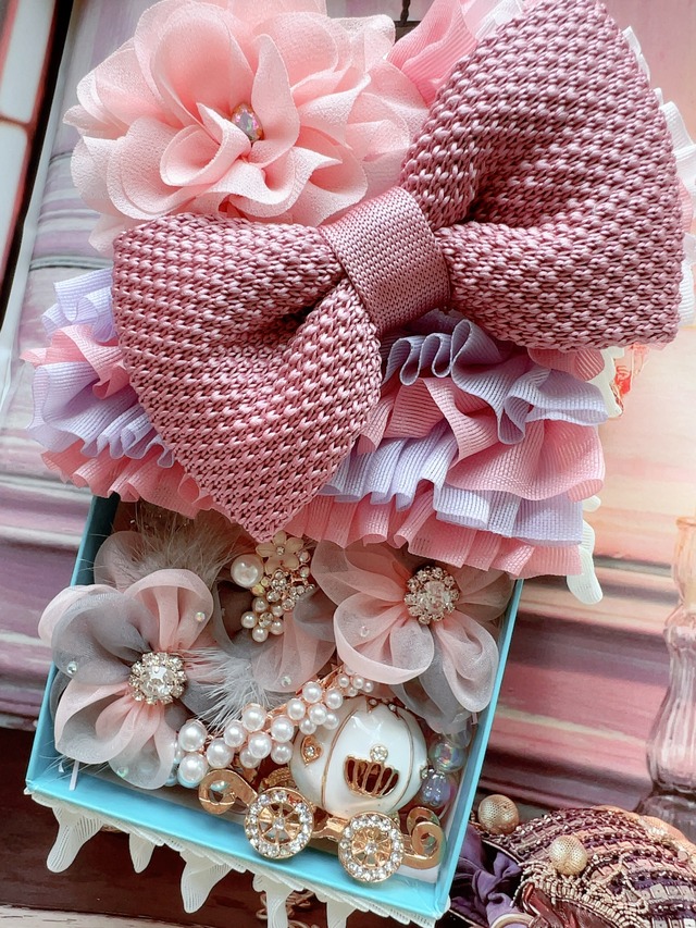 ＜one-off＞ビジューアクセテトリスBOX＜ファーフラワー＞