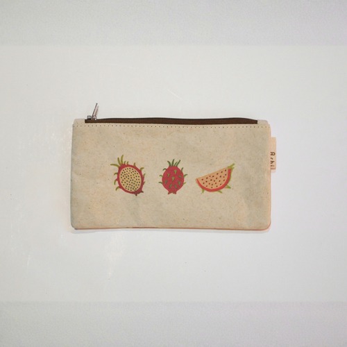 Ashi｜亜紙 Flat Pouch M＊Dragon Fruits 26 フルーツ柄 紙ポーチ バナナ ハンドメイド