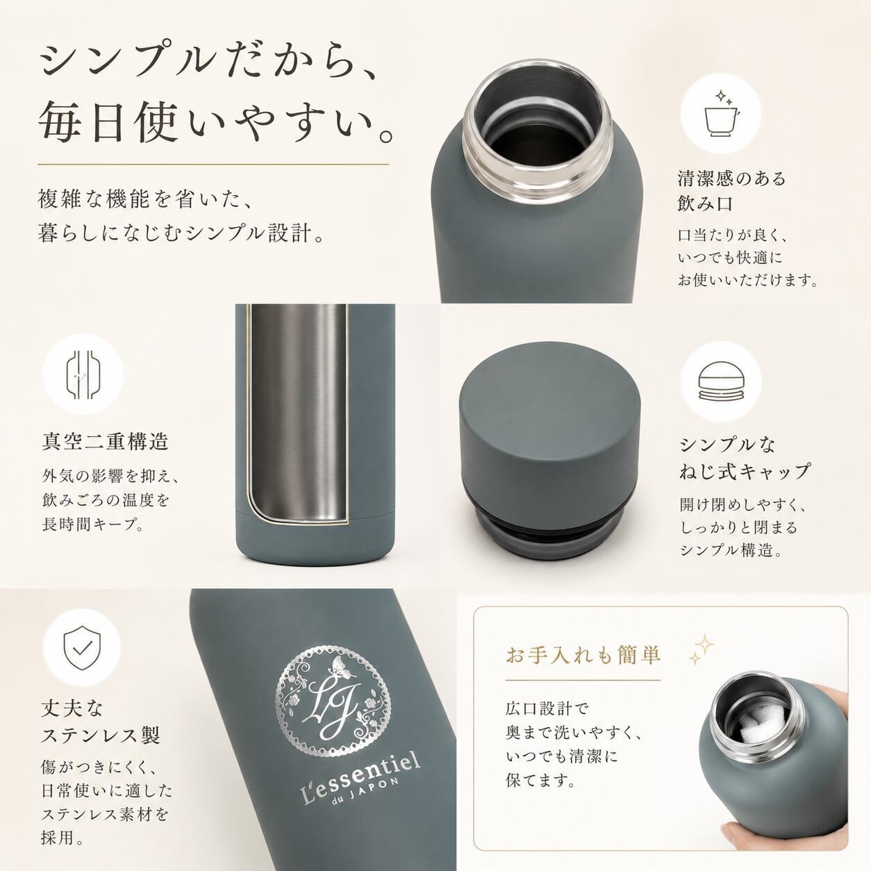 水筒 500ml 真空断熱】軽量 ステンレスボトル｜保温・保冷12時間