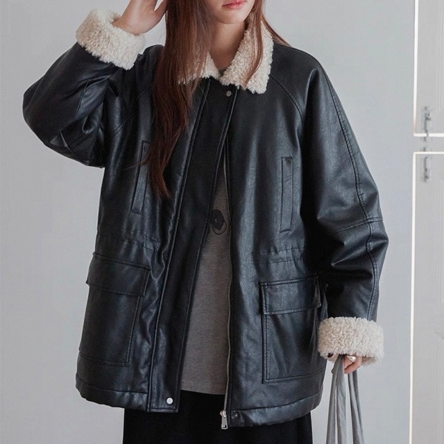 ジップアップ フェイクレザー ジャケット　SA10066