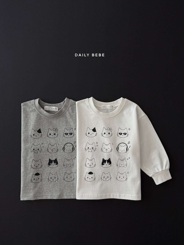 【取寄】Dailybebe エモジにゃんTシャツ｜秋服｜韓国子供服｜26/AT
