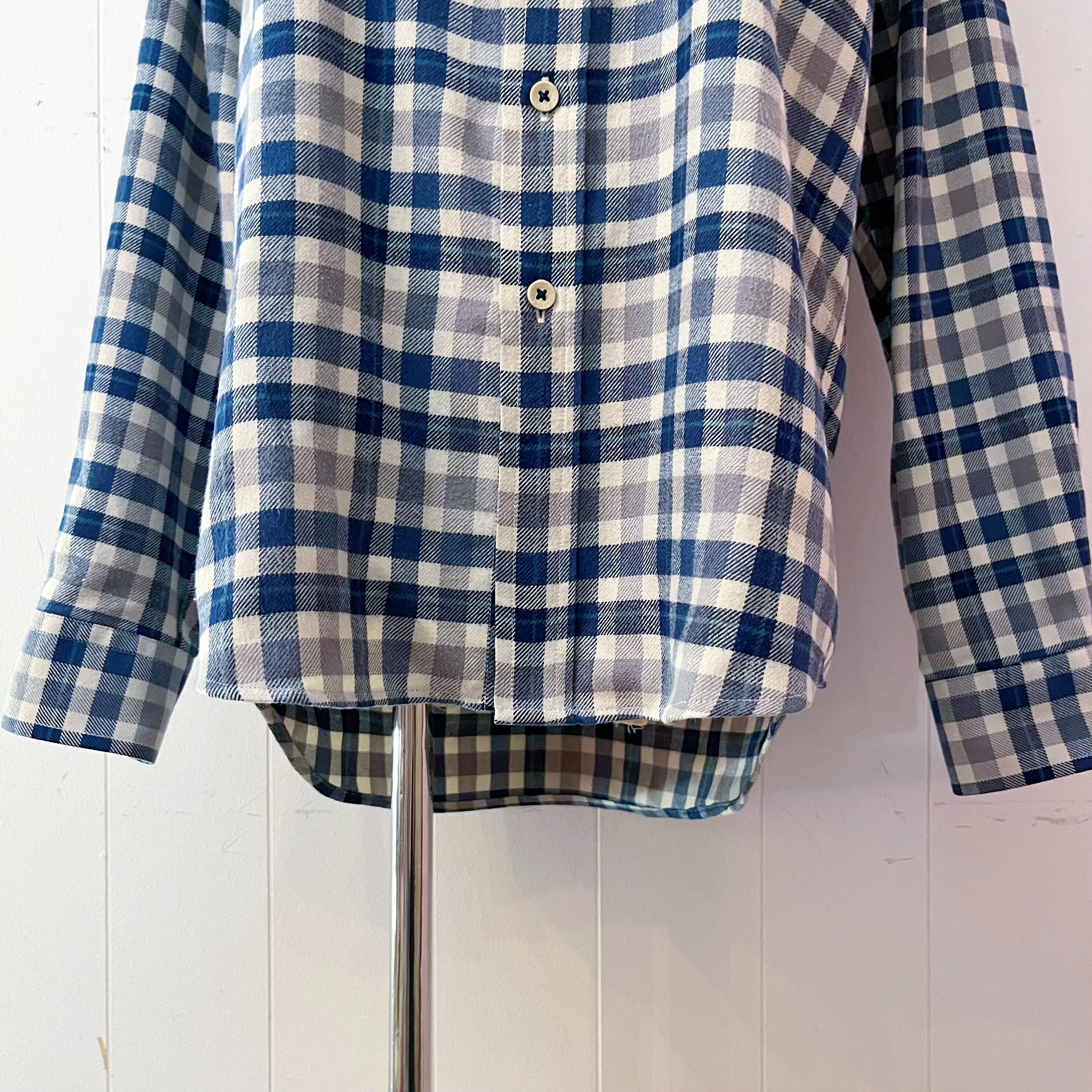 blue green check flannel shirt