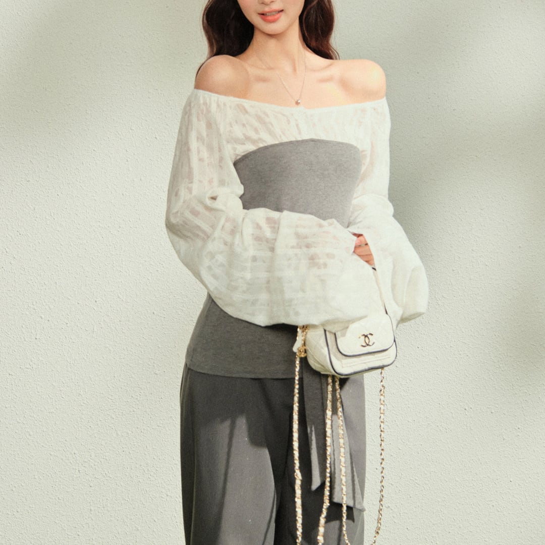 シアースリーブトップス&ワイドパンツセットアップ A45