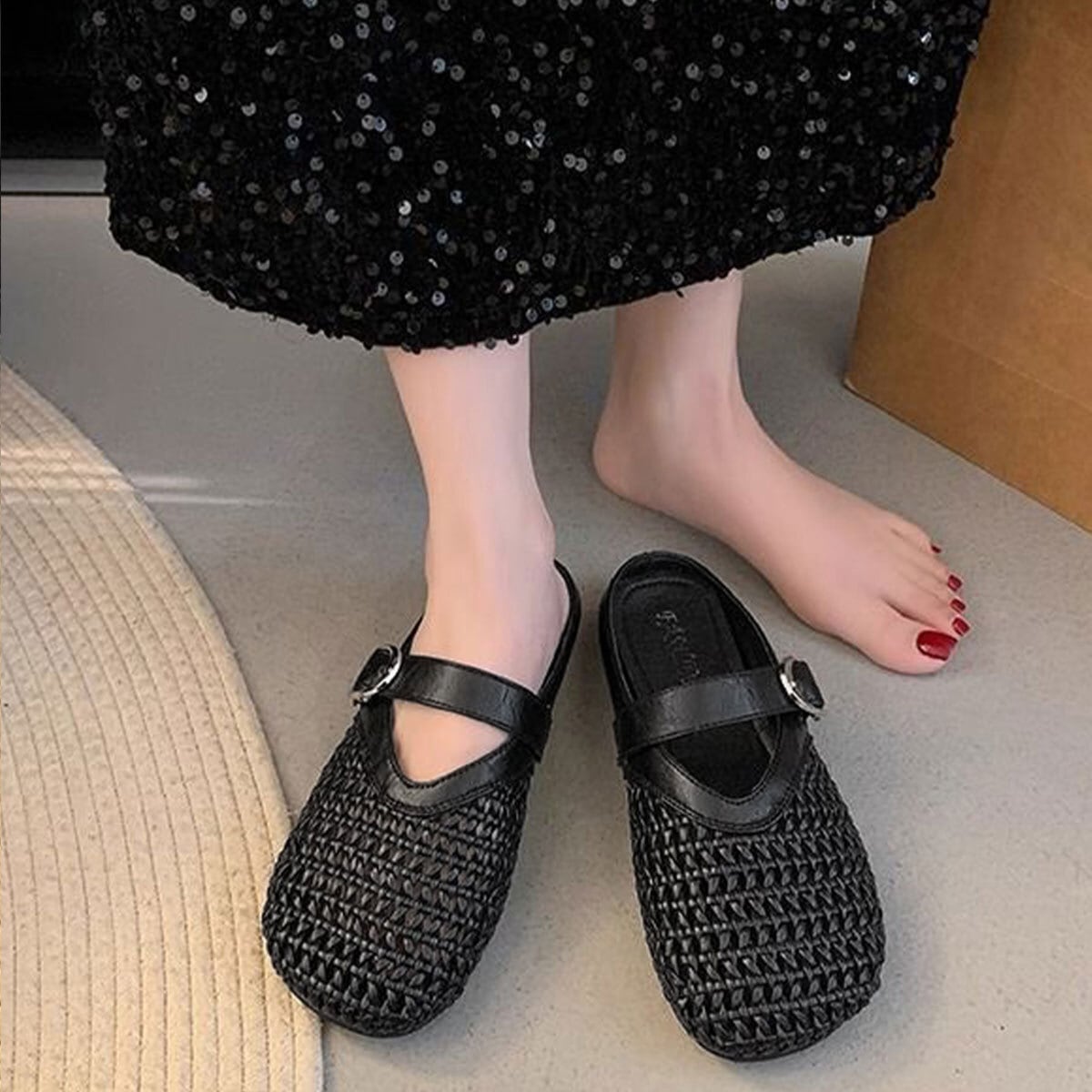 パンプス メッシュ ラウンドトゥ レディース 春夏 韓国 大人 きれいめ 走れるパンプス 歩きやすい 疲れにくい フラット ミュール サンダル つっかけ ぺたんこ 大人可愛い 大人女子