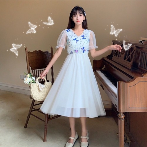 ✞ スカート サマースリーブスパンコール刺繍ウエストすっきり☆着痩せドレス ワンピース ロング 夏物 ✞ゴスロリ SM ミリ 甘ロリ クラロリ 和ロリ エレガント 黒ロリ 姫ロリ 華ロリ BB-BB0971237