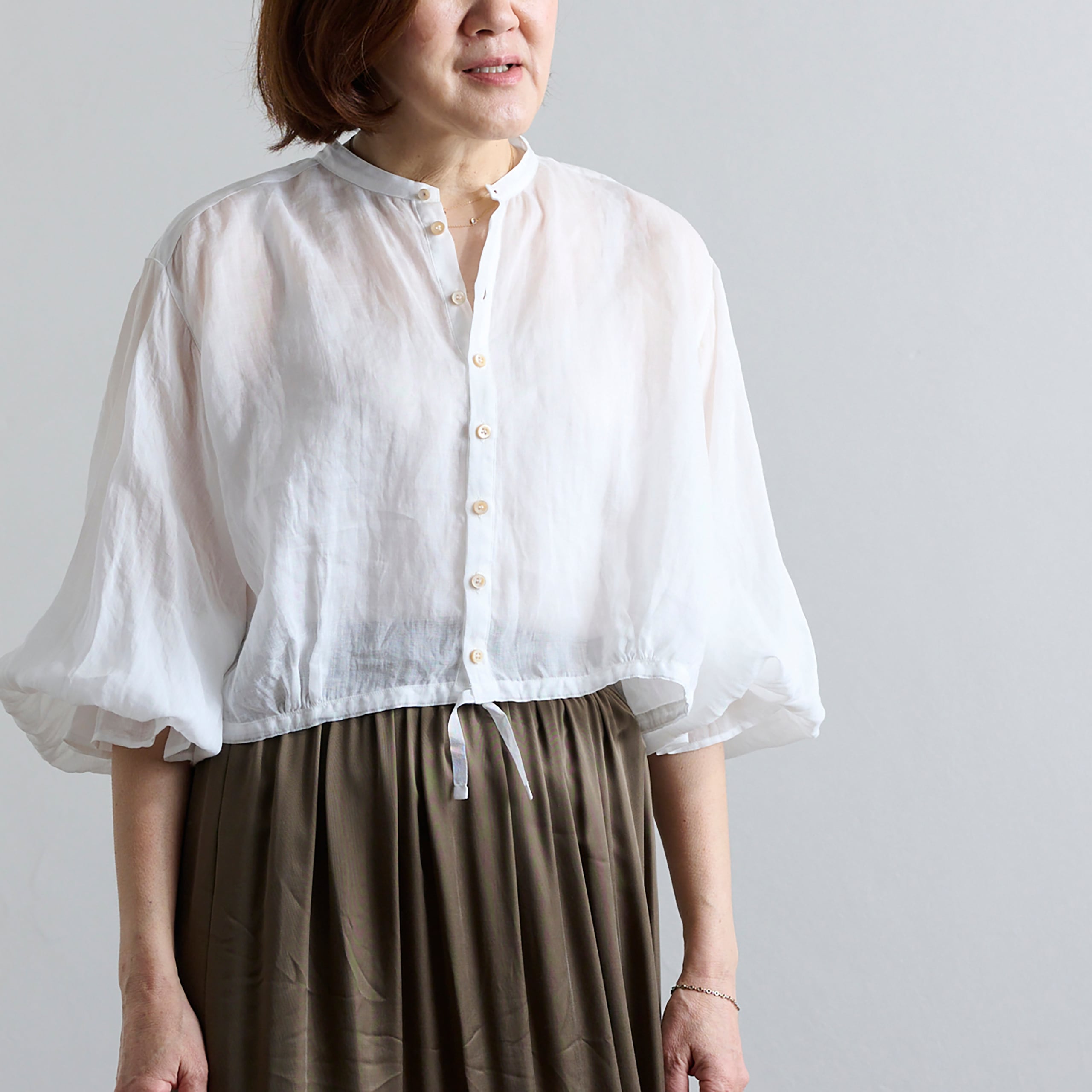 suzuki takayuki スズキタカユキ bishop-sleeve bolero S261-12 off white