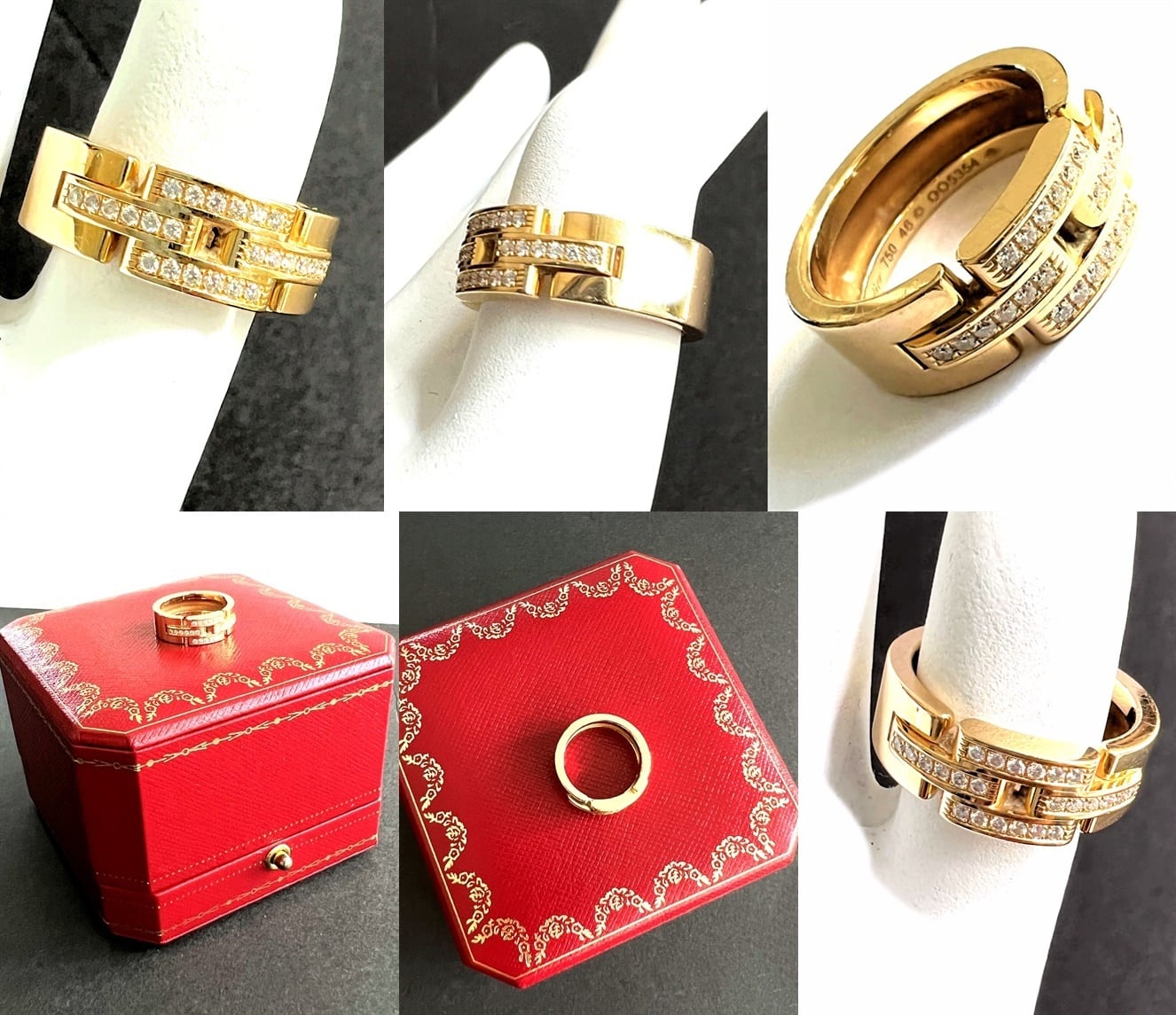 カルティエ マイヨン 3連ハーフパヴェ ダイヤモンド パンテール リング 指輪 カルティエ(CARTIER)カルティエ マイヨン パンテール3連ハーフパヴェ