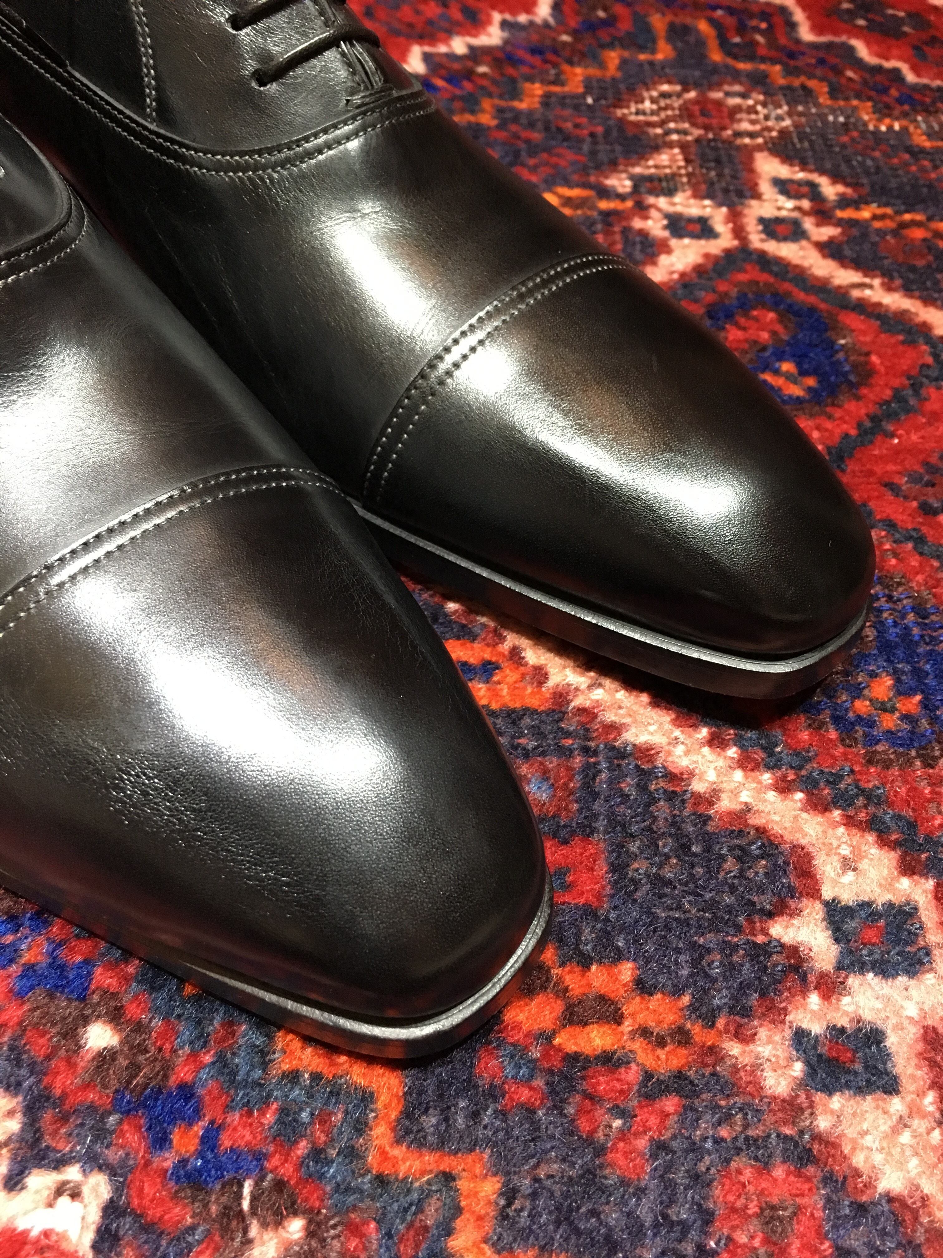 ◎2000000005539 SANTONI 7653 LEATHER STRAIGHT SHOES MADE IN ITALY 