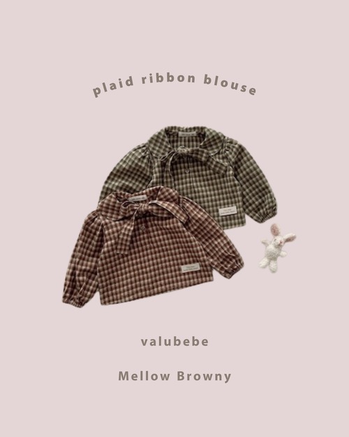 即納 12m - LAST 1 / plaid ribbon blouse [  valubebe ]